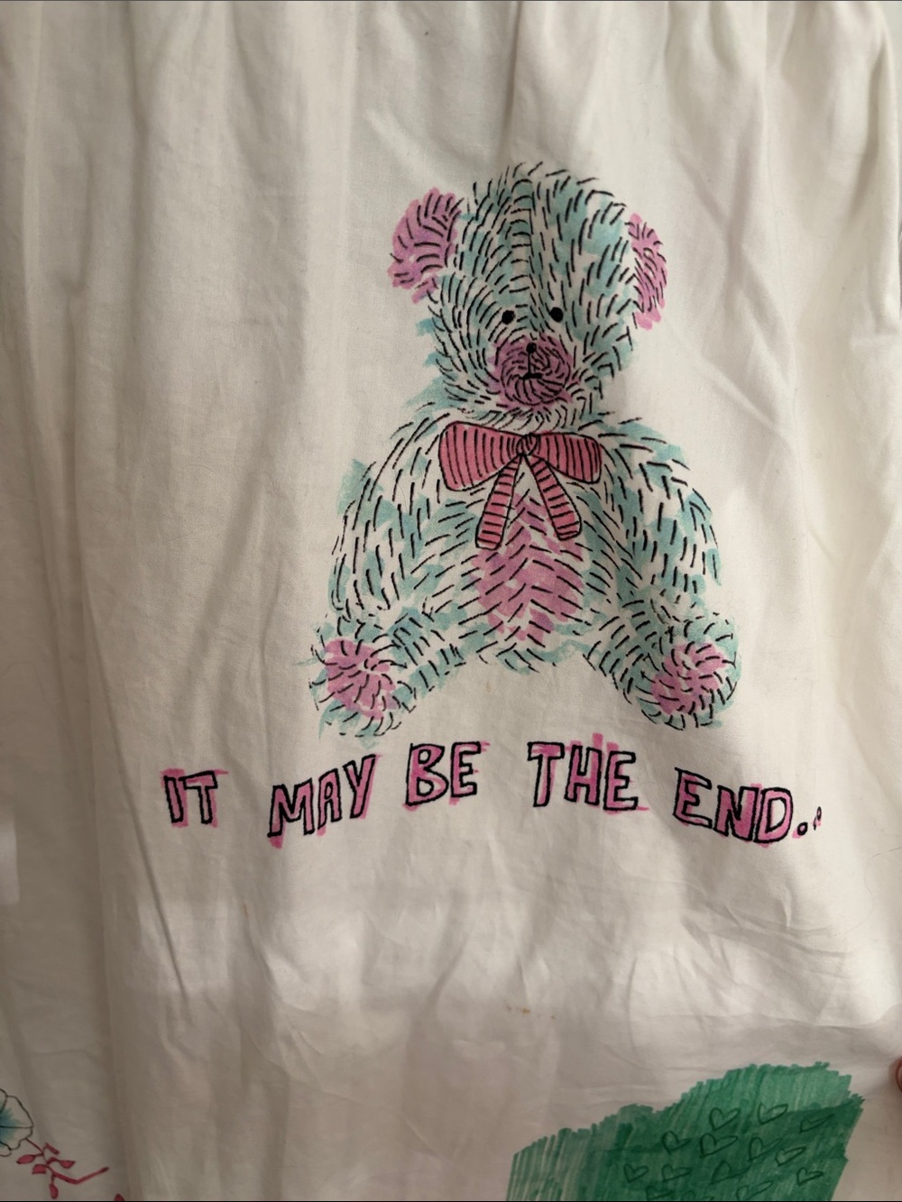 Teddy Fresh White Dress with Bright Pink Accents and Multicolor Prints - Picture 6 of 7